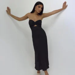 Princess Polly Falling For You Midi Dress Black