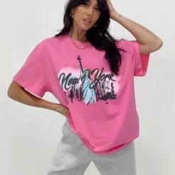 New York Oversize Tee Pink
