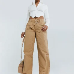 Princess Polly Burdem Low Waist Pants Camel