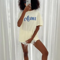 Aloha Oversized Tee Ivory