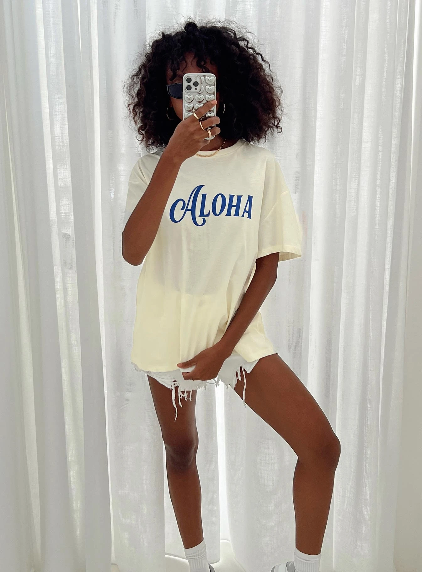 Aloha Oversized Tee Ivory 1 Aloha Oversized Tee Ivory