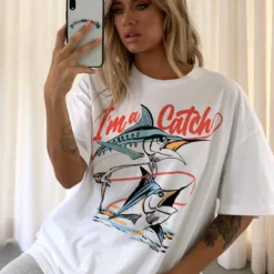 I'm A Catch Oversized Tee White