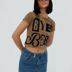 Bye Babe Shrunken Tee Brown