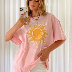 Soleil Oversized Tee Pink