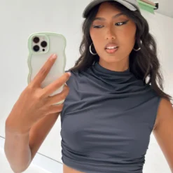 Kerana High Neck Top Slate