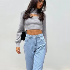 Princess Polly Anna Turtleneck Sweater Grey