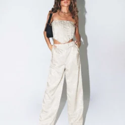 Princess Polly Amalia Pants Beige Satin