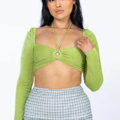 Princess Polly Loriella Ring Detail Long Sleeve Top Green