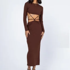 Princess Polly Kari Midi Dress Brown