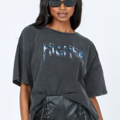 Princess Polly Higher Vintage Oversized Graphic Tee Black
