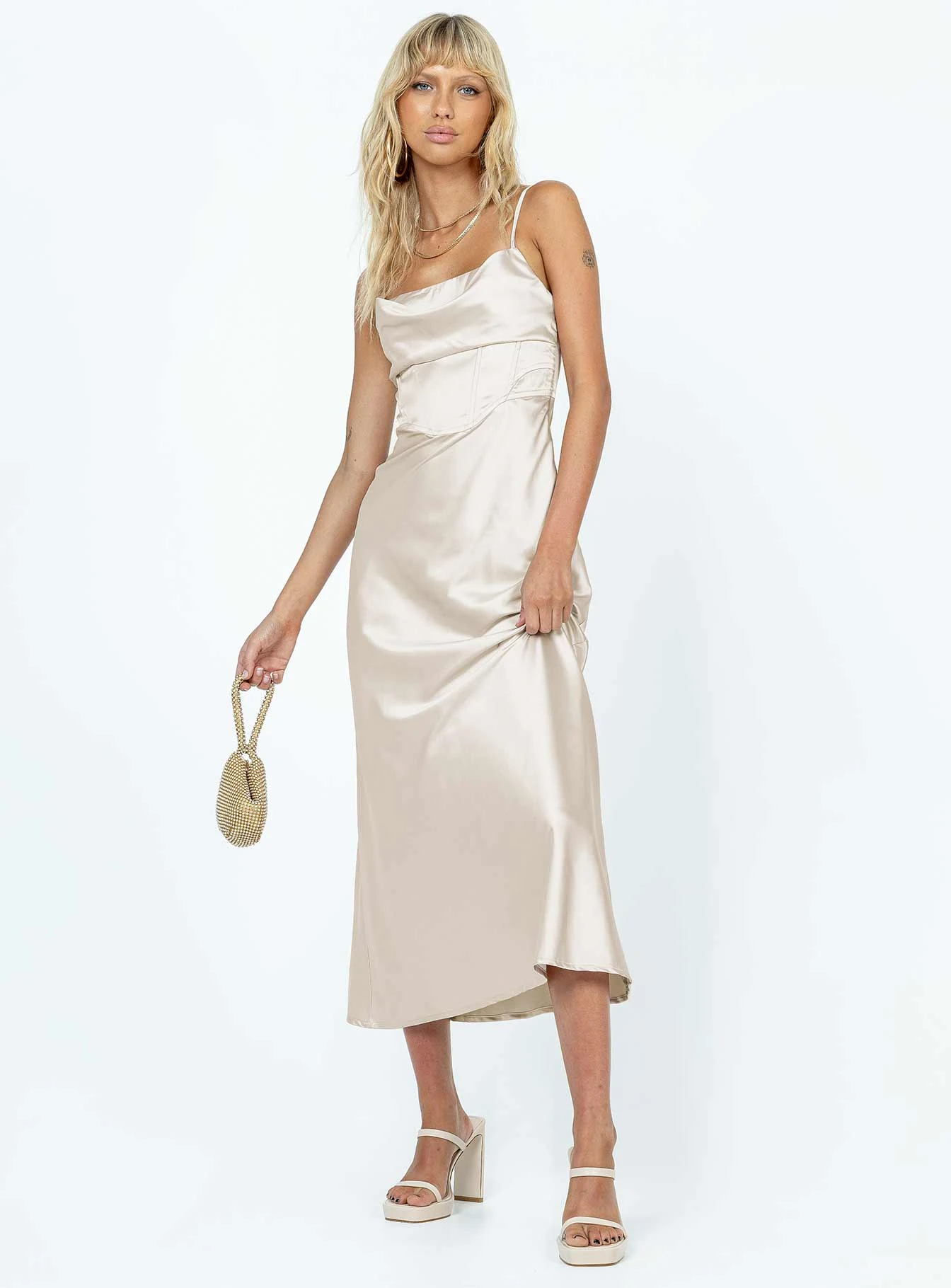 Princess Polly Perrie Midi Dress Cream 2 Princess Polly Perrie Midi Dress Cream - Image 2