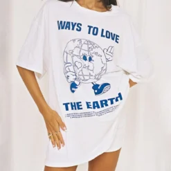 Organic Cotton Love The Earth Charity Oversized Tee White