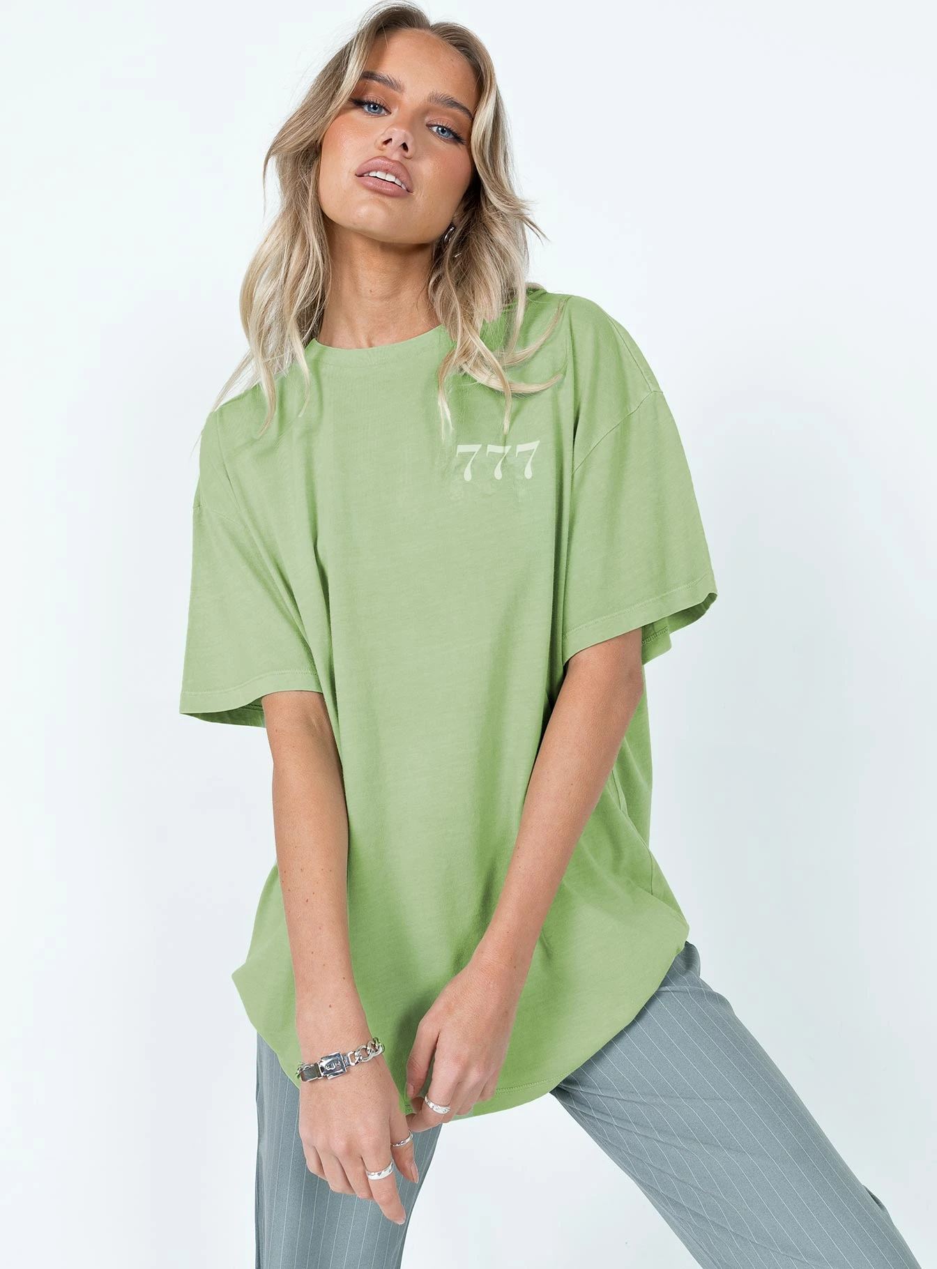Organic 777 Luck Oversize Tee Green 3 Organic 777 Luck Oversize Tee Green - Image 3