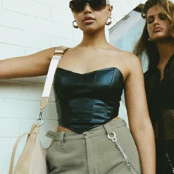 Princess Polly Jessica PU Bustier Black