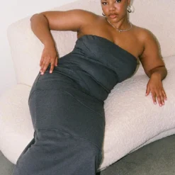 Oscar Midi Dress Grey Curve