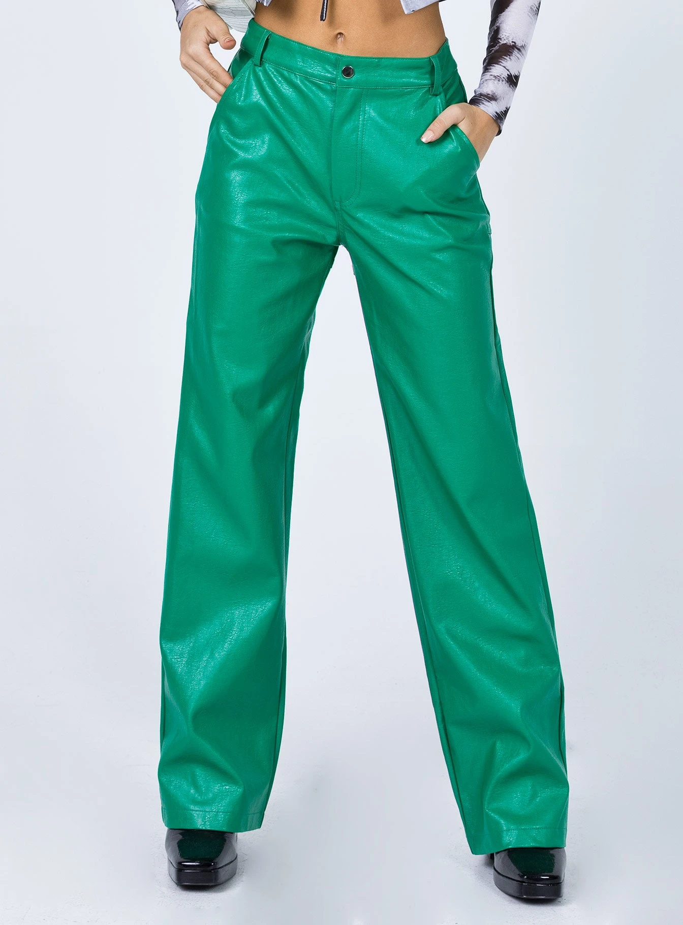 Princess Polly Ashlea PU Pants Green 3 Princess Polly Ashlea PU Pants Green - Image 3
