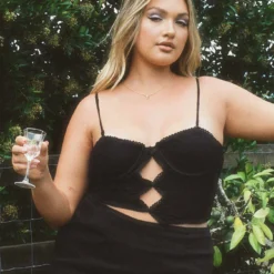 Princess Polly Bouquet Lace Top Black