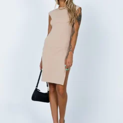 Don't Blame Me Midi Dress Beige