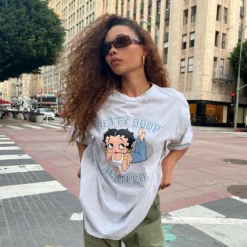 Princess Polly Betty Boop Jean Oversized Tee Grey