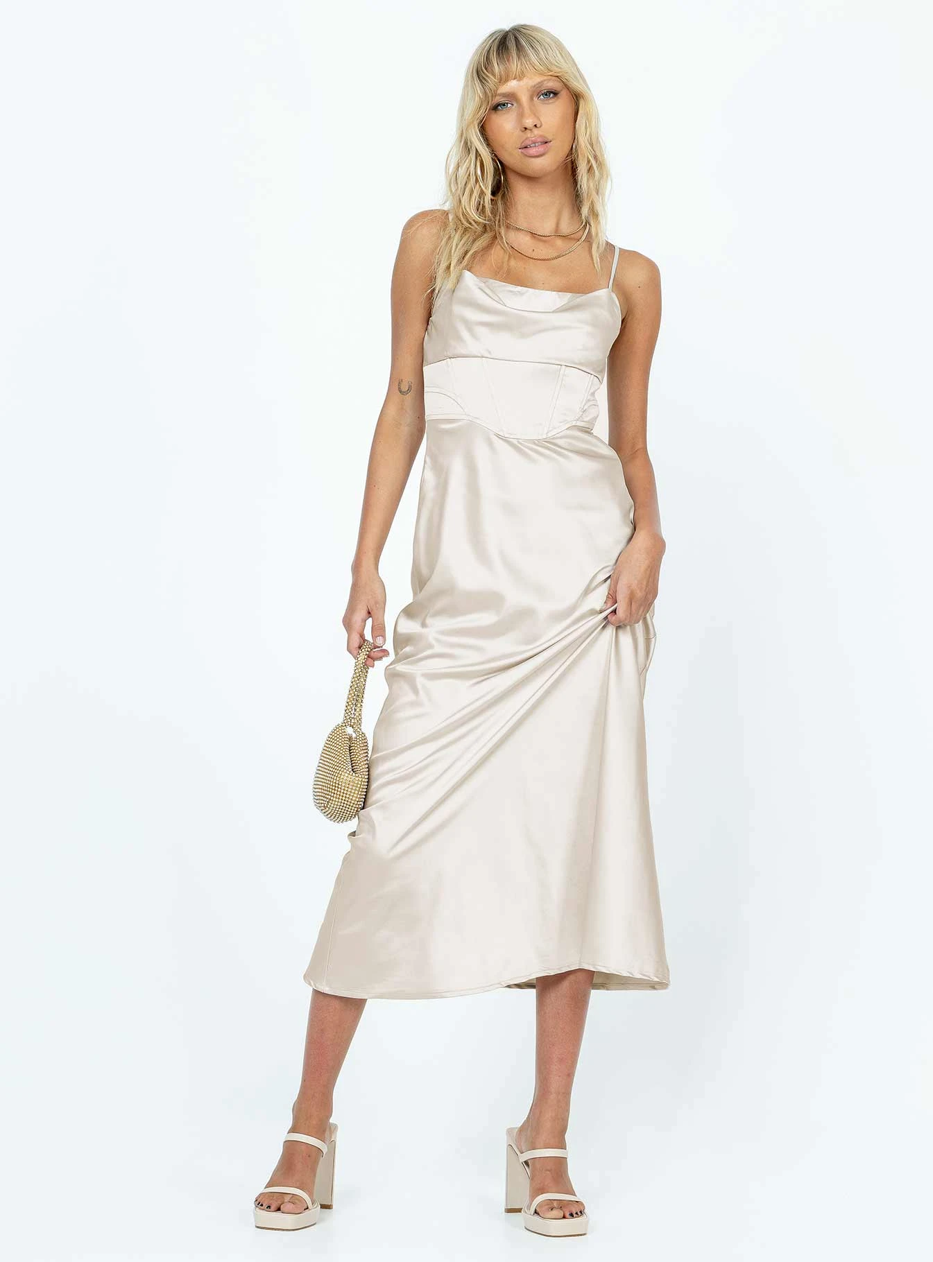 Princess Polly Perrie Midi Dress Cream 3 Princess Polly Perrie Midi Dress Cream - Image 3