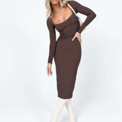 Princess Polly Nolan Midi Dress Brown -Modeoryx Sales Store 2 modelinfo cathlin us2 dbe6c2c9 f958 4e24 b7ae 36b1d1ca445c