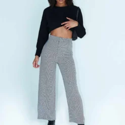 Princess Polly Valreee Gingham Wide Leg Pants Black / White -Modeoryx Sales Store 2 modelinfo jasmin us2 2f1c2241 7372 4e51 9d64 8fbca42bdf22