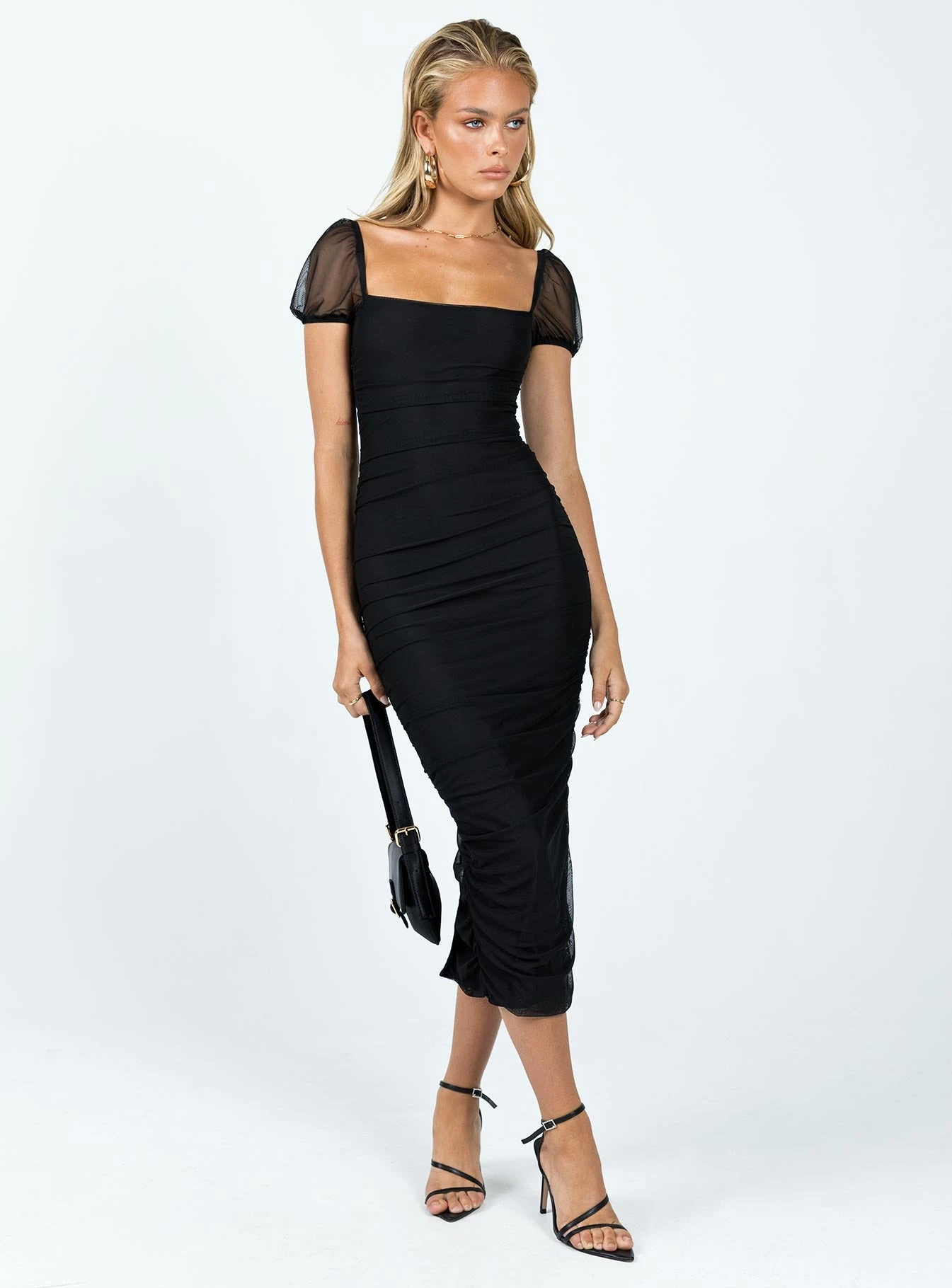 Charvi Short Sleeve Midi Dress Black 3 Charvi Short Sleeve Midi Dress Black - Image 3