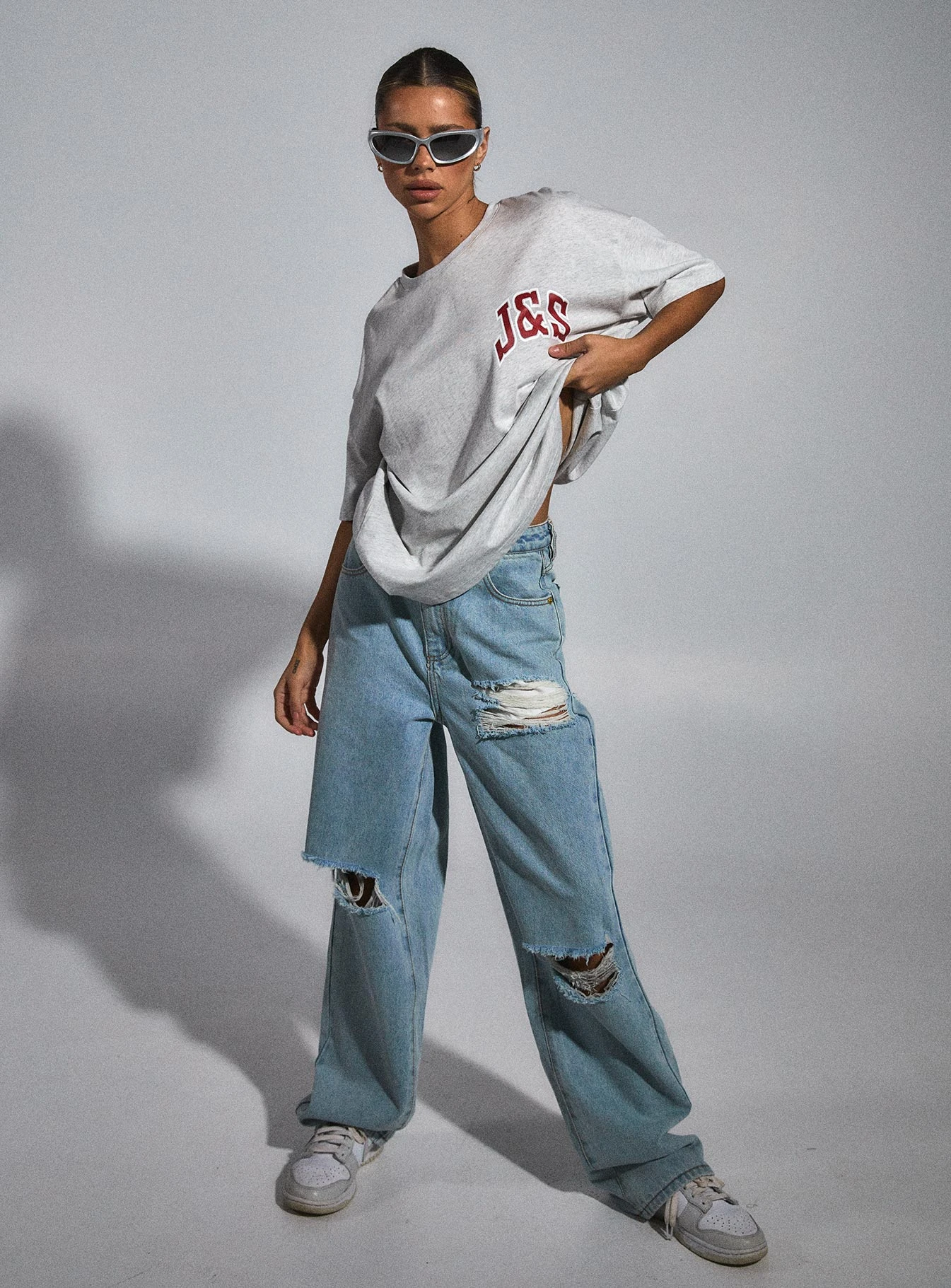 JGR & STN Major League Oversized Tee Snow Grey Marle 2 JGR & STN Major League Oversized Tee Snow Grey Marle - Image 2