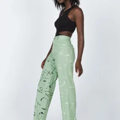 Princess Polly Face It Pants Green -Modeoryx Sales Store 2O0A0002