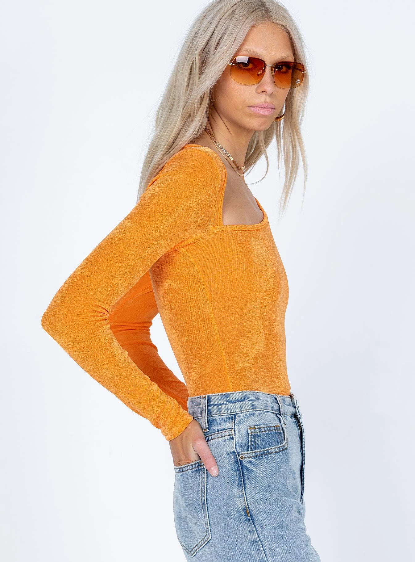 Princess Polly Maira Long Sleeve Bodysuit Orange 3 Princess Polly Maira Long Sleeve Bodysuit Orange - Image 3