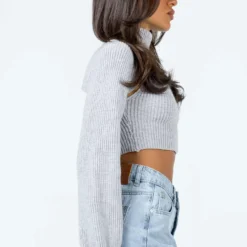 Princess Polly Anna Turtleneck Sweater Grey -Modeoryx Sales Store 3 modelinfo camelia us2