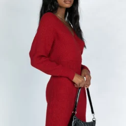 Princess Polly Morrisen Knit Midi Dress Burgundy -Modeoryx Sales Store 3 ee536c34 1273 4811 b1bd 2c47274cbddc