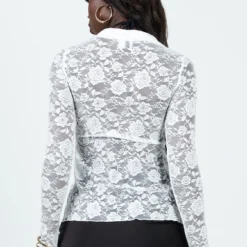 Princess Polly Shallard Lace Long Sleeve Top White -Modeoryx Sales Store 4 modelinfo cynthia us4 45565587 6d64 41eb 8af2 351e396b3be0