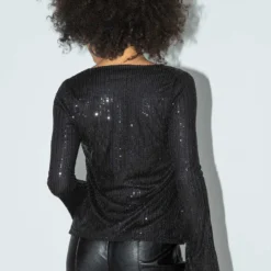 Motel Pulo Cardi Drape Sequin Black -Modeoryx Sales Store 4 modelinfo jamea us4 234b51f7 6f40 46ed 8b63 36b119adbcae