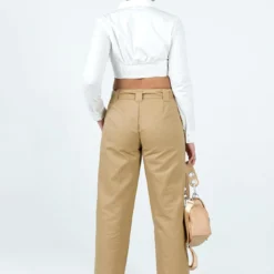 Princess Polly Burdem Low Waist Pants Camel -Modeoryx Sales Store 4 modelinfo sarah us4 39e00a98 53b4 441c bca0 e6652d398683