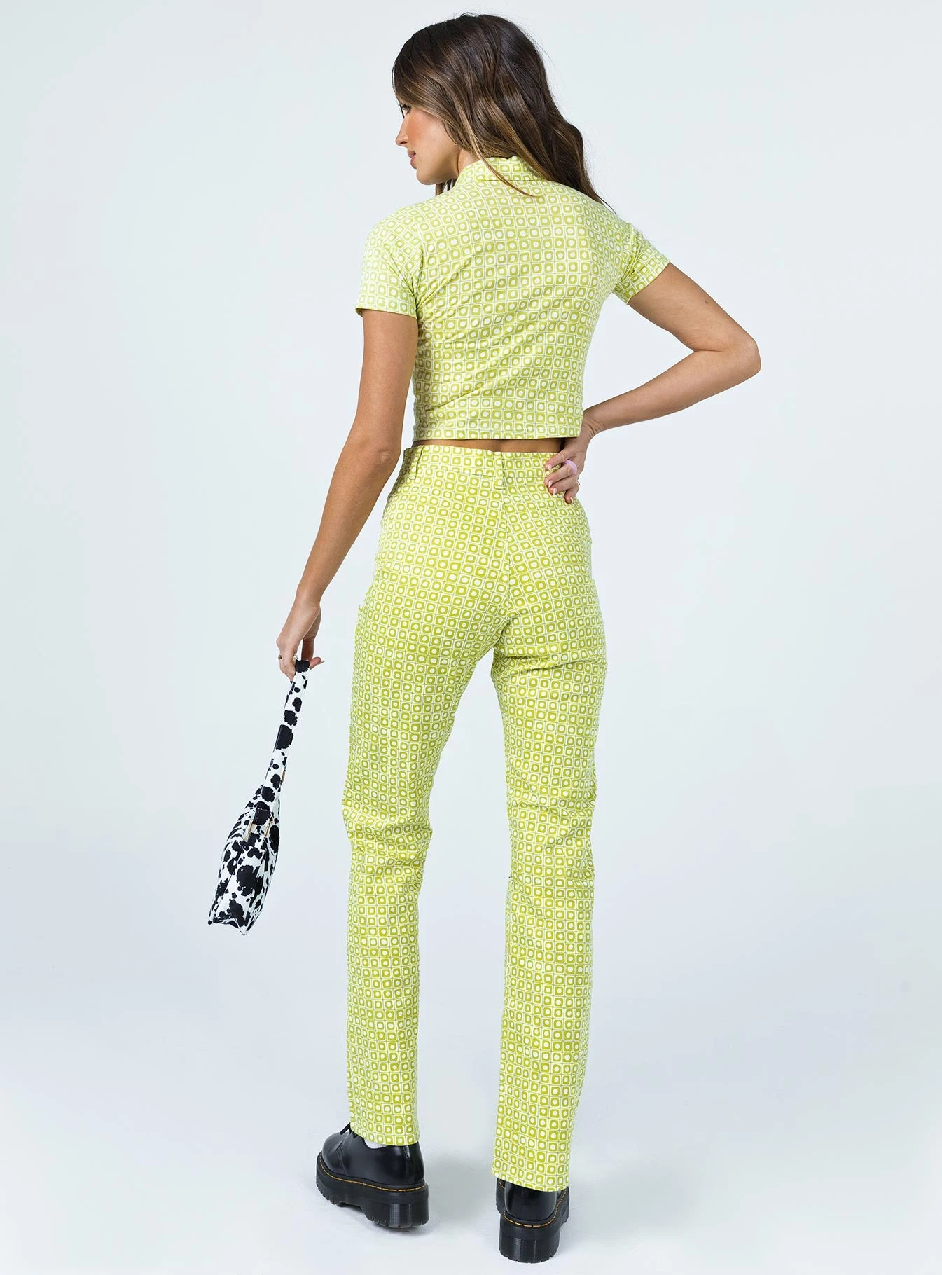 Motel Zoven Trouser Green Geo Retro 5 Motel Zoven Trouser Green Geo Retro - Image 5