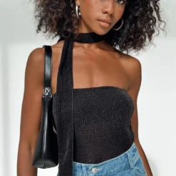 Princess Polly Zilber Scarf Tube Top Black