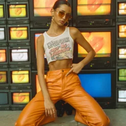 Princess Polly Ashlea PU Pants Orange