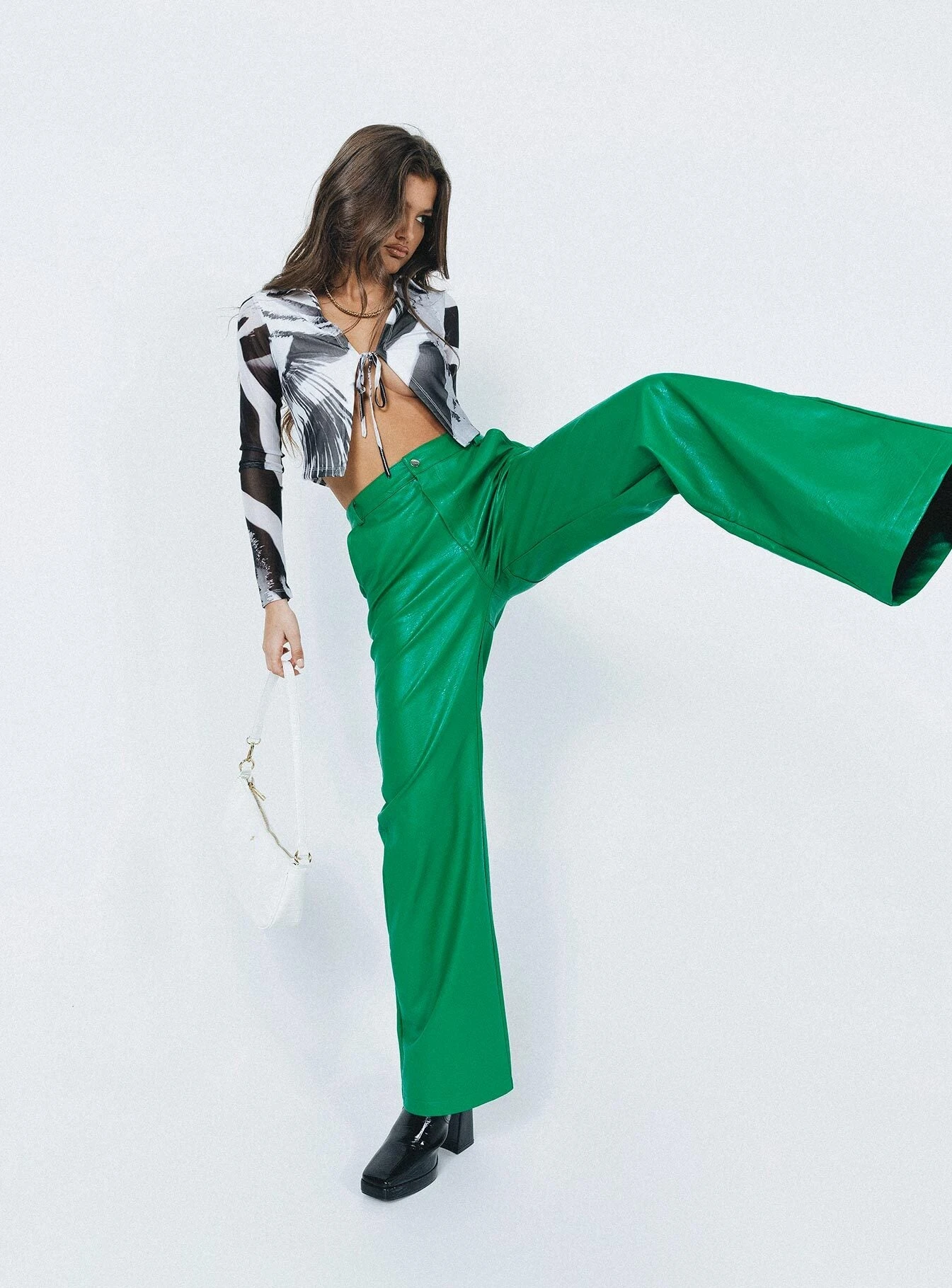 Princess Polly Ashlea PU Pants Green 2 Princess Polly Ashlea PU Pants Green - Image 2