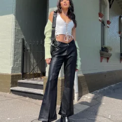 Princess Polly Caught A Vibe Ultra V PU Pants Black