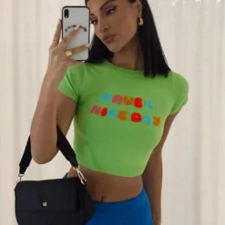 Princess Polly Have A Nice Day Knit Tee Green