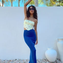 Princess Polly Ivy Bustier Yellow Floral 18 Princess Polly Ivy Bustier Yellow Floral -Modeoryx Sales Store IVY BUSTIER YELLOW FLORAL HARRIETTE MIDI SKIRT BLUE 1