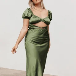 Princess Polly Nakita Midi Dress Khaki