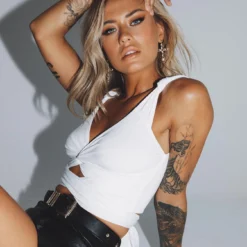 Porto Cervo Tie Up Crop White 11 Porto Cervo Tie Up Crop White -Modeoryx Sales Store PORTO CERVO TIE UP CROP