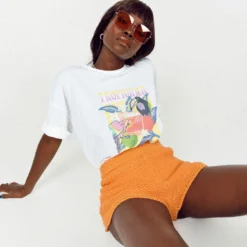 Princess Polly Tropicana Oversized Tee White -Modeoryx Sales Store Tropicana Oversized Tee White and Julianna Shorts Orange 2