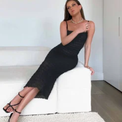 Charmed Midi Dress Black