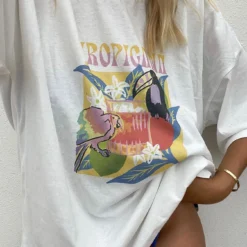 Princess Polly Tropicana Oversized Tee White